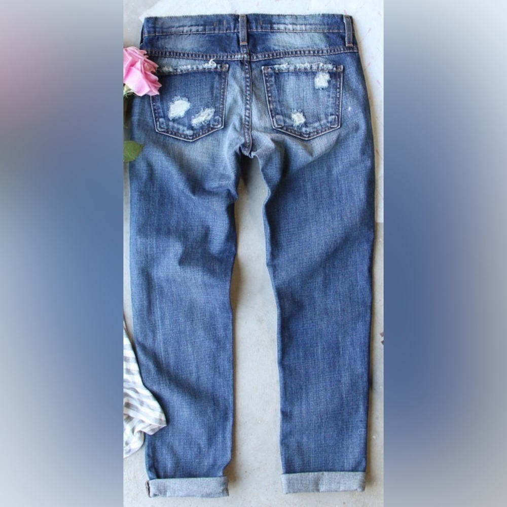 Sequin Distressed Football Patch Jeans - Picture 2 of 3